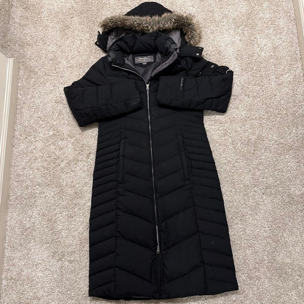 Eddie Bauer Heavy Duty Long Puffer Coat | Black | Medium